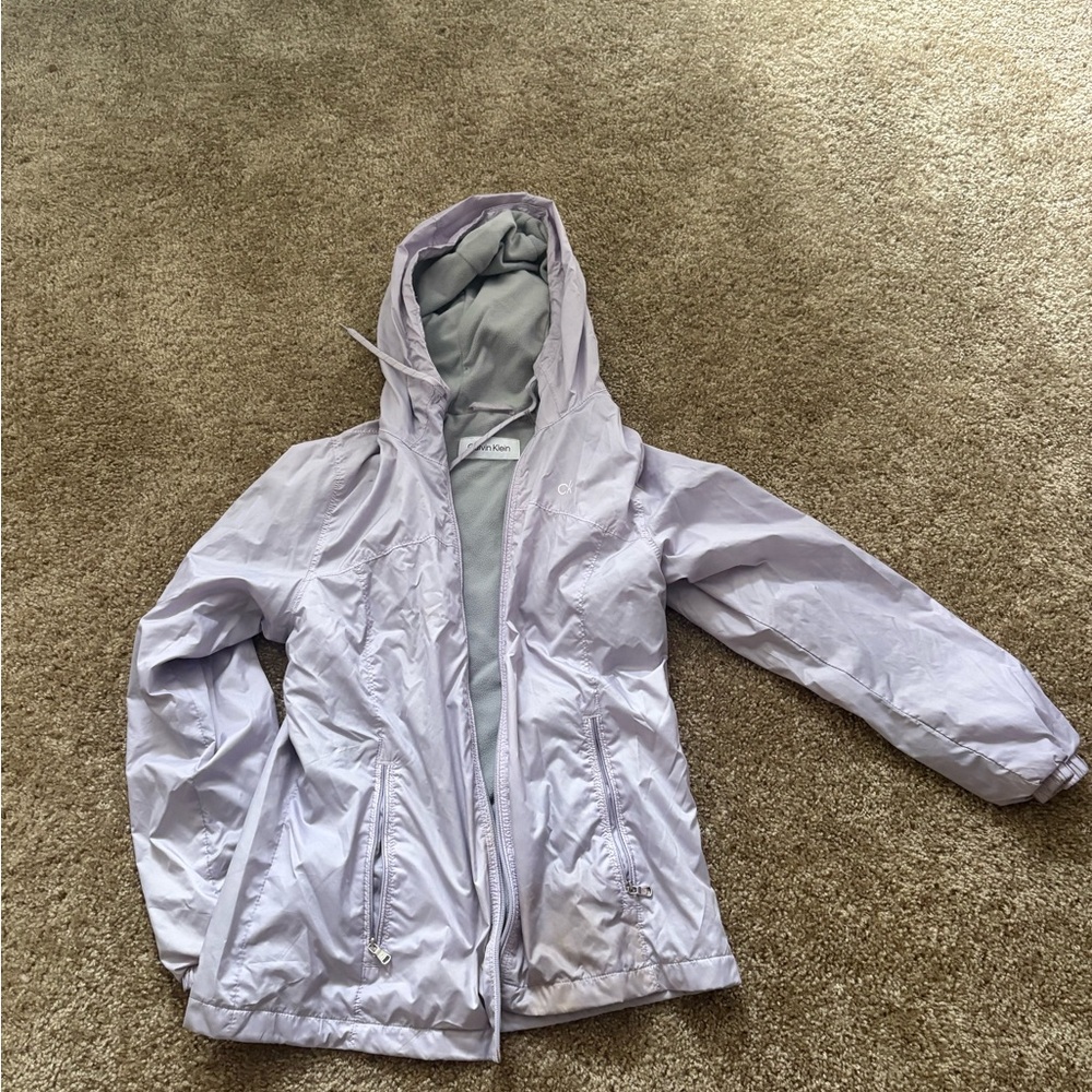 Calvin Klein Womens Zip Front Lined Lilac Windbreaker